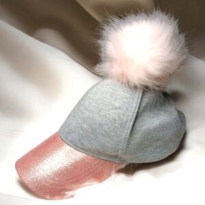Justice Childrens baseball  Hat with pink fuzzy ball